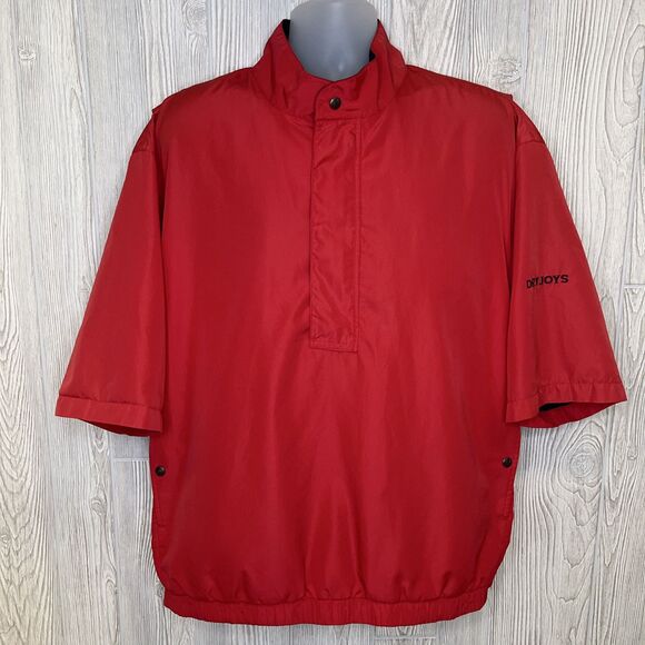 Dryjoys By Footjoy 1/2 Zip Rain Jacket Shirt Short Sleeves Men's Size Large Red - Picture 1 of 12